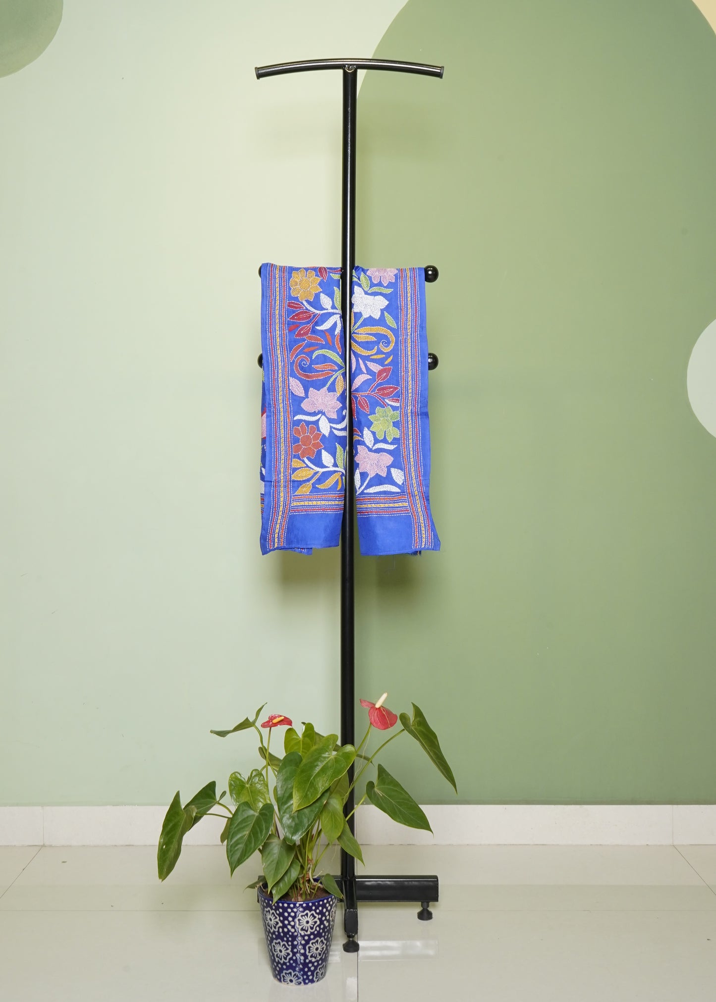 Blue Bengal Kantha Pure Silk Handloom Stole