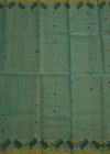 Sea Green Bengal Muslin Pallu Jamdani Pure Silk Handloom Saree