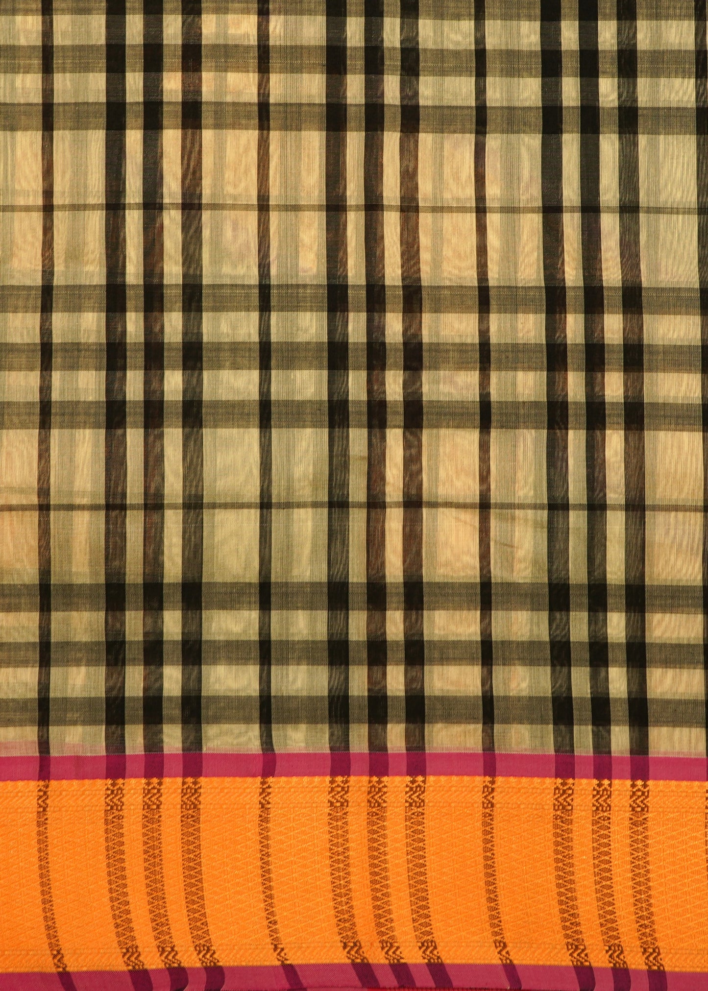 Black Chanderi Checks Pure Silk Handloom Saree