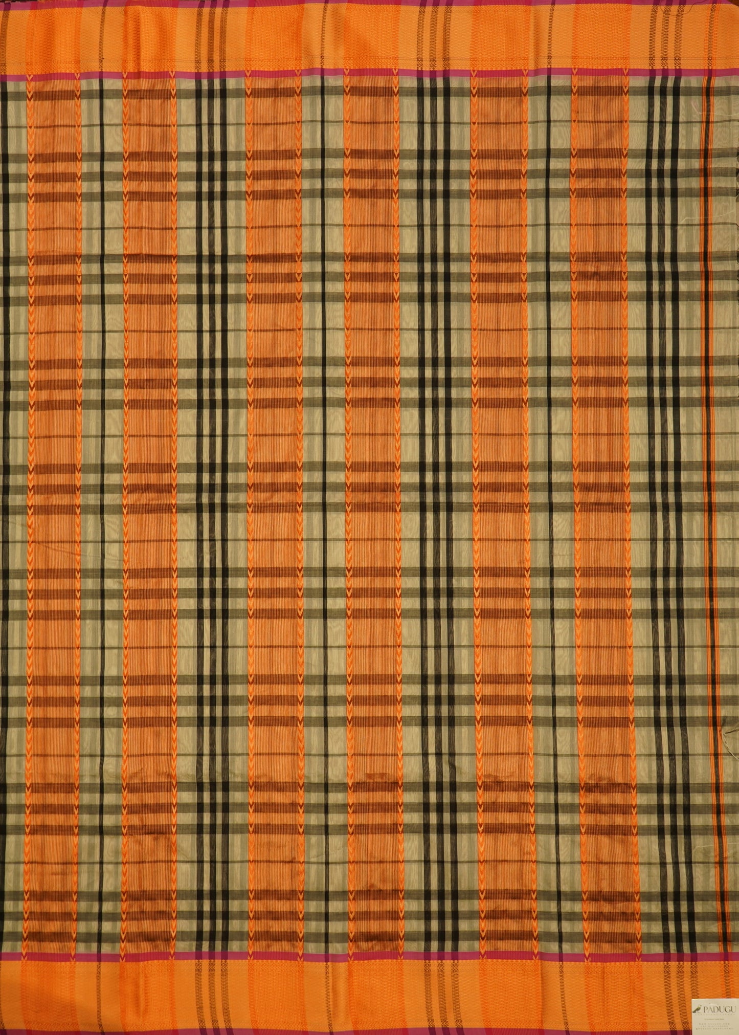 Black Chanderi Checks Pure Silk Handloom Saree