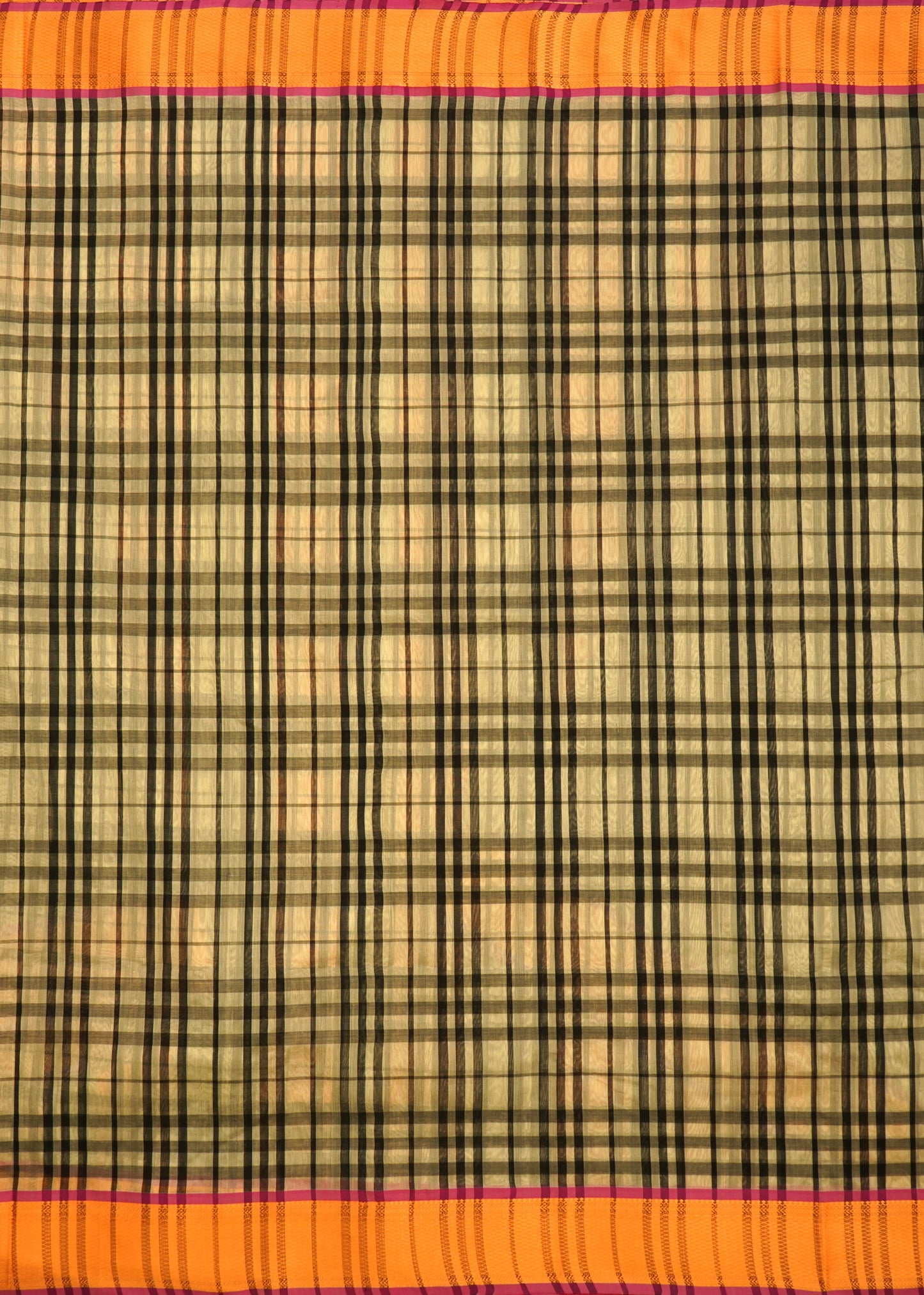 Black Chanderi Checks Pure Silk Handloom Saree