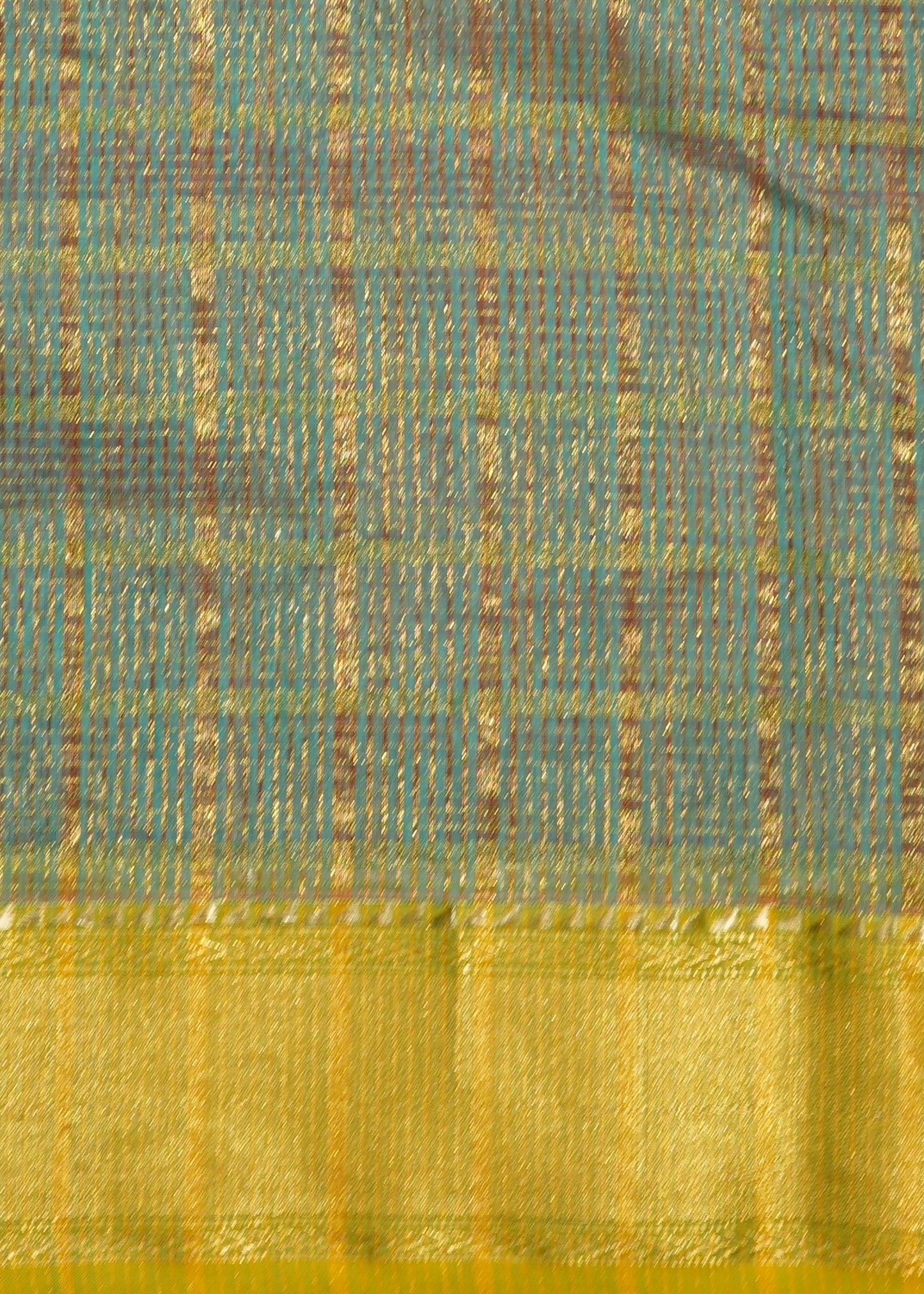 Rama Blue Chanderi Tissue Pure Silk Handloom Saree