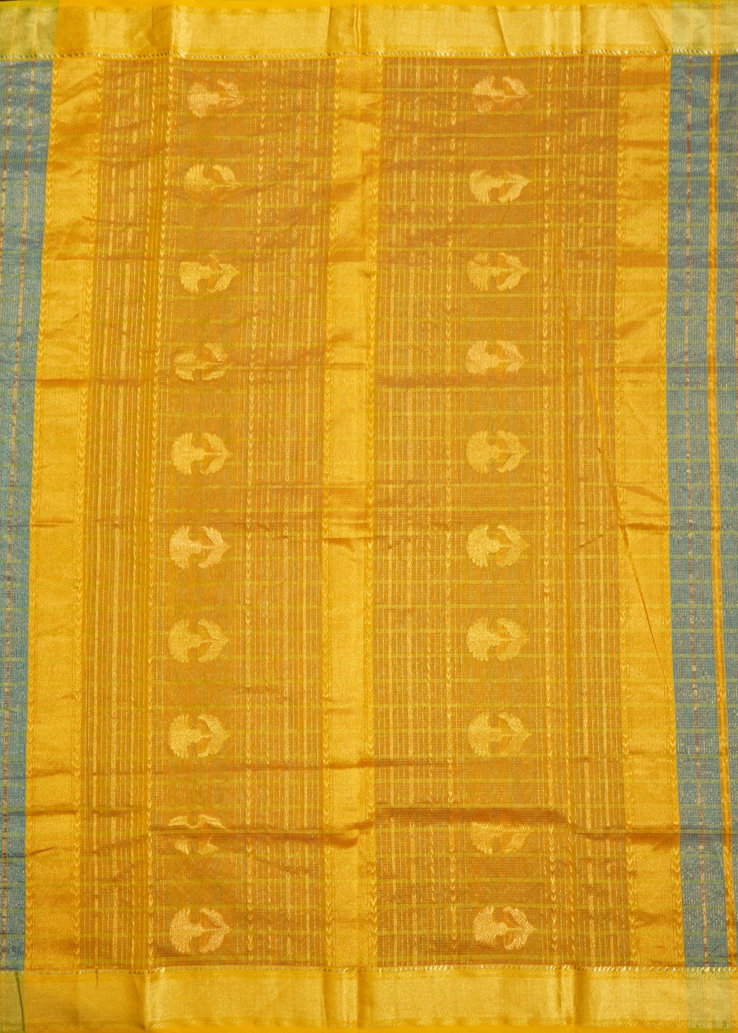 Rama Blue Chanderi Tissue Pure Silk Handloom Saree