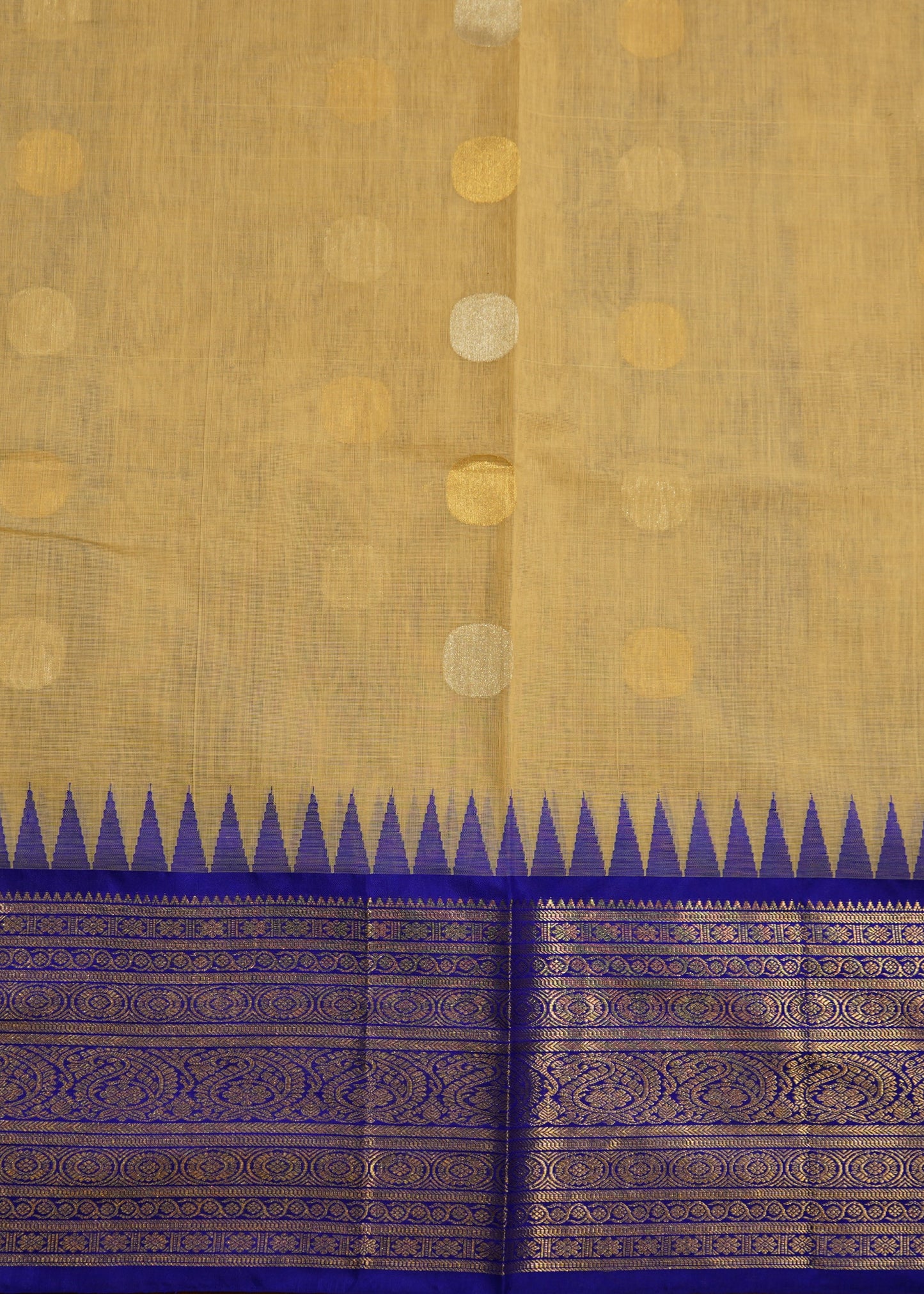 Cream Chanderi Strips Cotton Silk Pure Handloom Saree