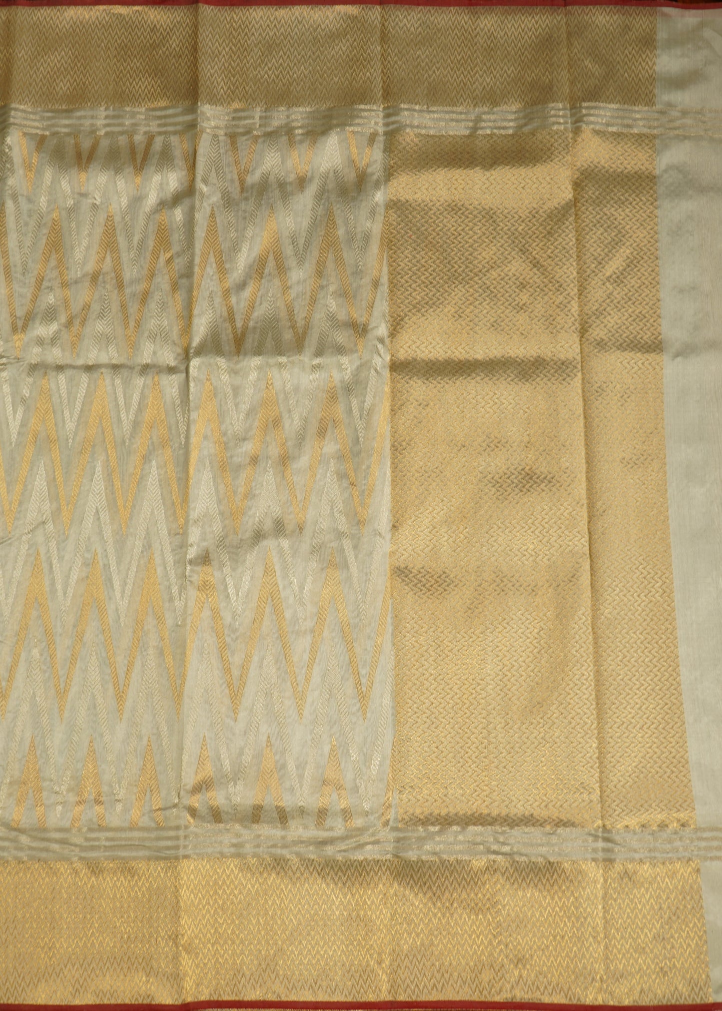 White Chanderi Zari buti Pure Silk Handloom Saree