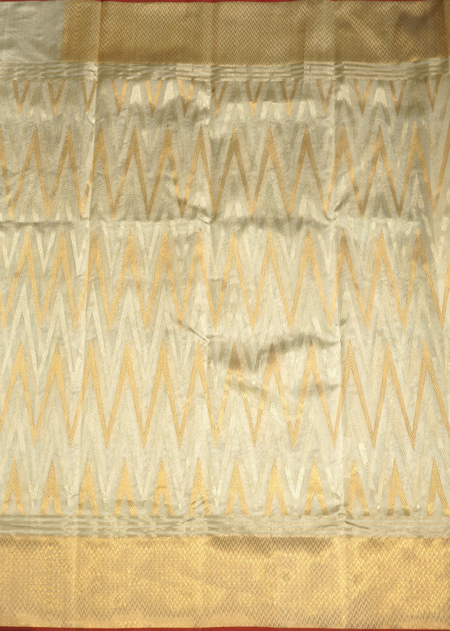 White Chanderi Zari buti Pure Silk Handloom Saree