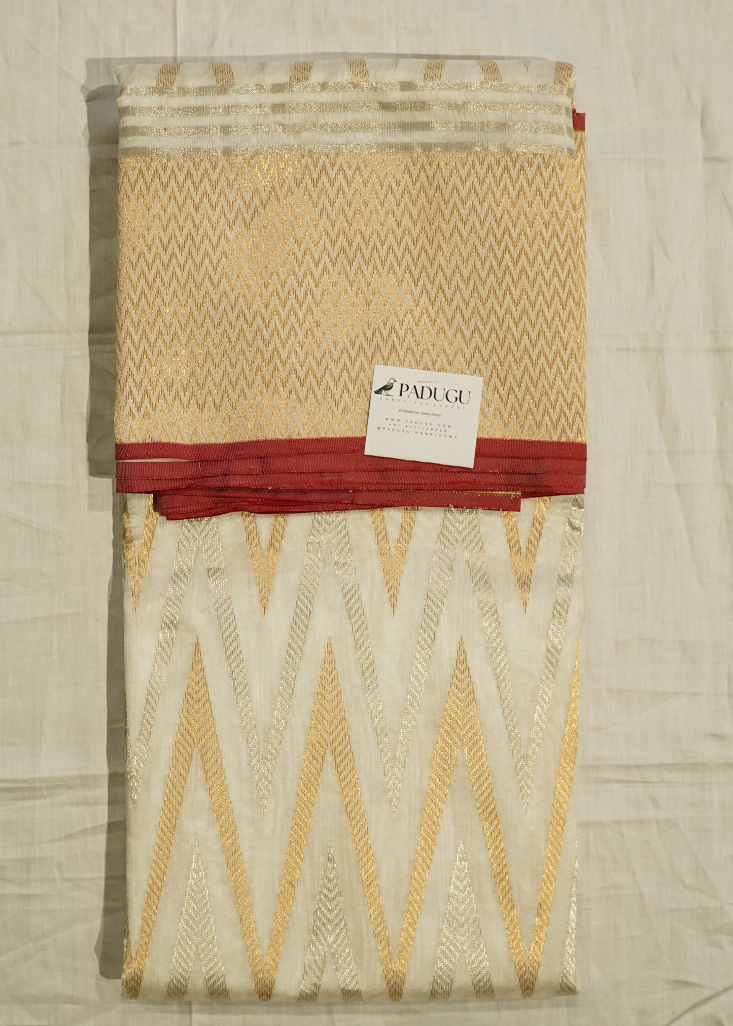 White Chanderi Zari buti Pure Silk Handloom Saree