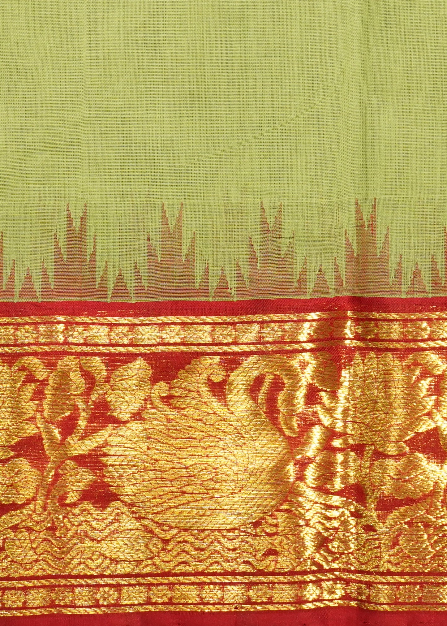 Light Green Ponduru Buti Jamdani Pure Cotton Handloom Saree