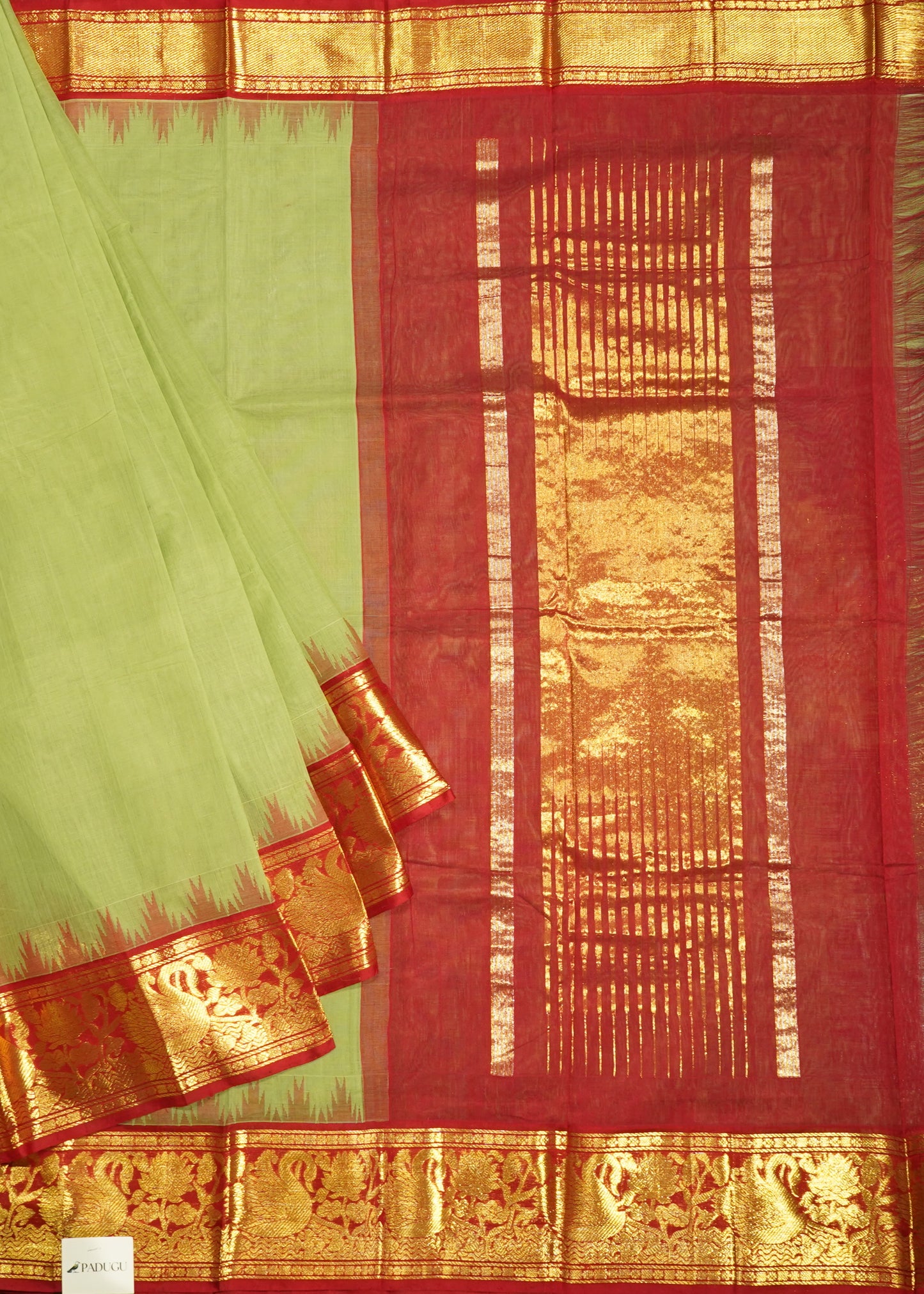 Light Green Ponduru Buti Jamdani Pure Cotton Handloom Saree