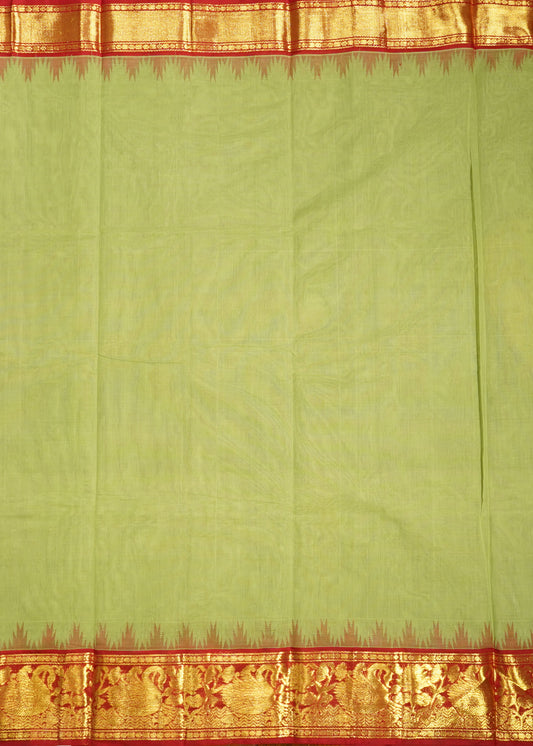 Light Green Ponduru Buti Jamdani Pure Cotton Handloom Saree
