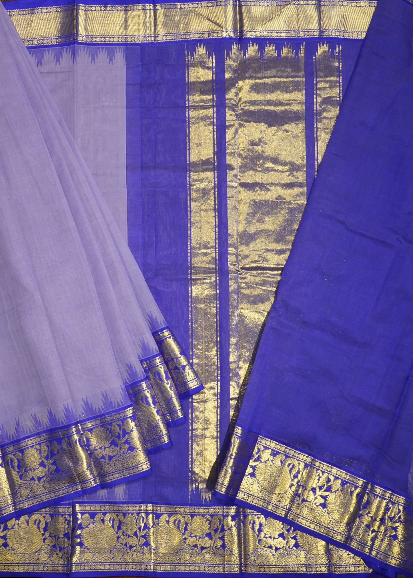Violet Ponduru Plain Pure Cotton Handloom Saree