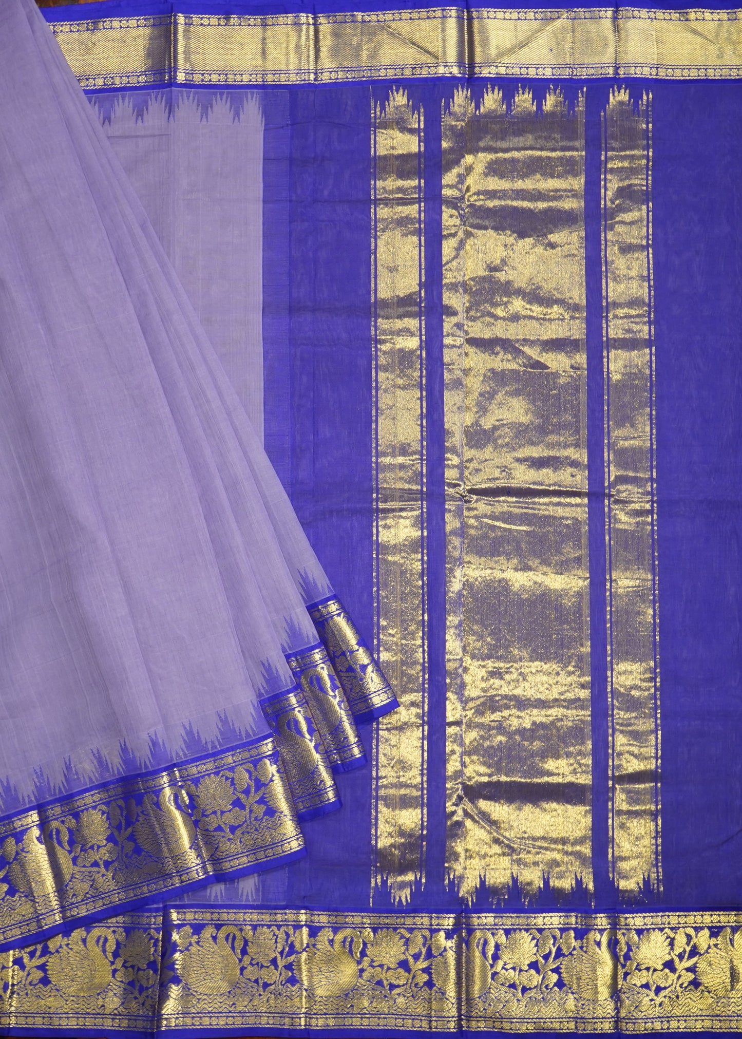 Violet Ponduru Plain Pure Cotton Handloom Saree