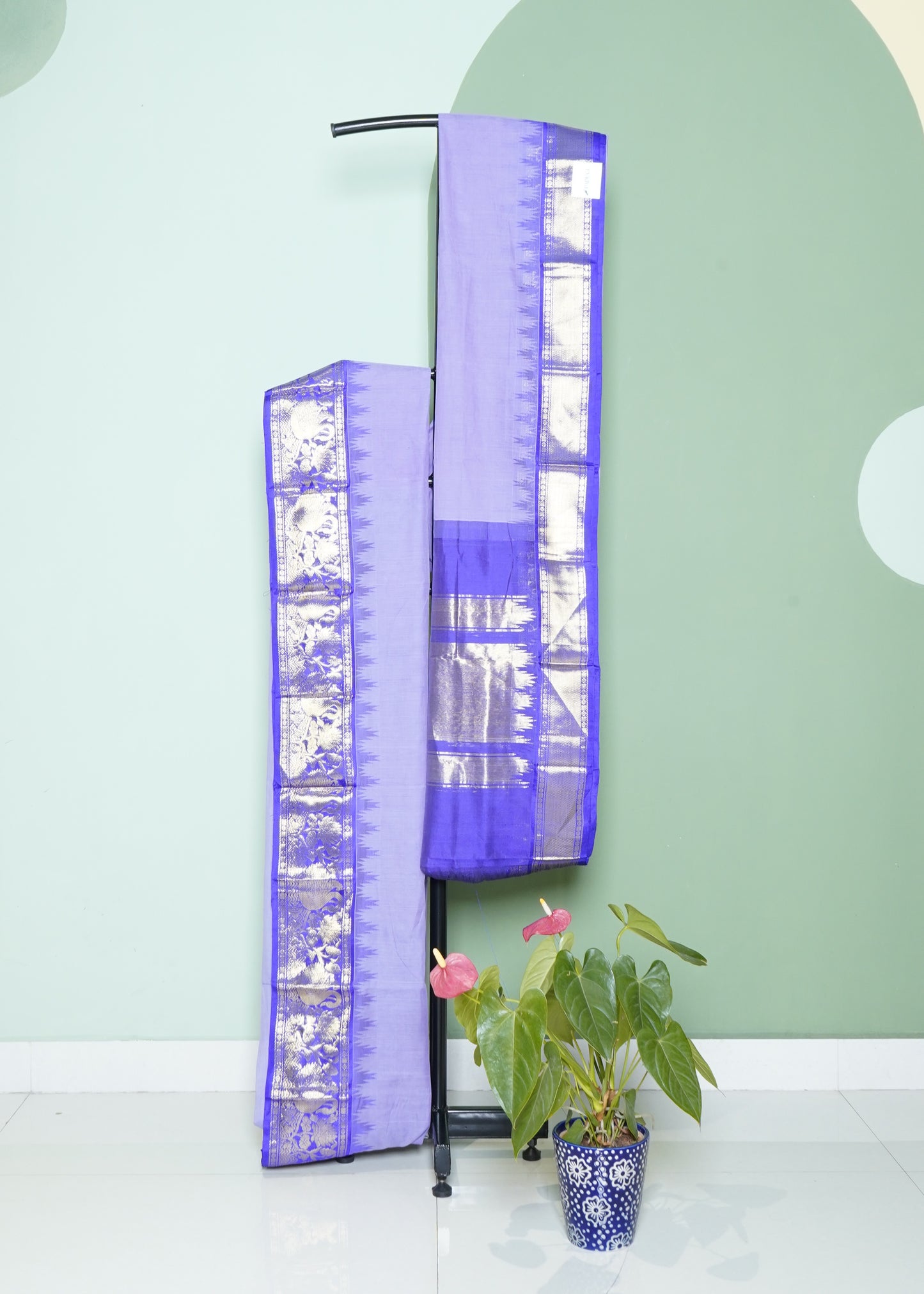 Violet Ponduru Plain Pure Cotton Handloom Saree