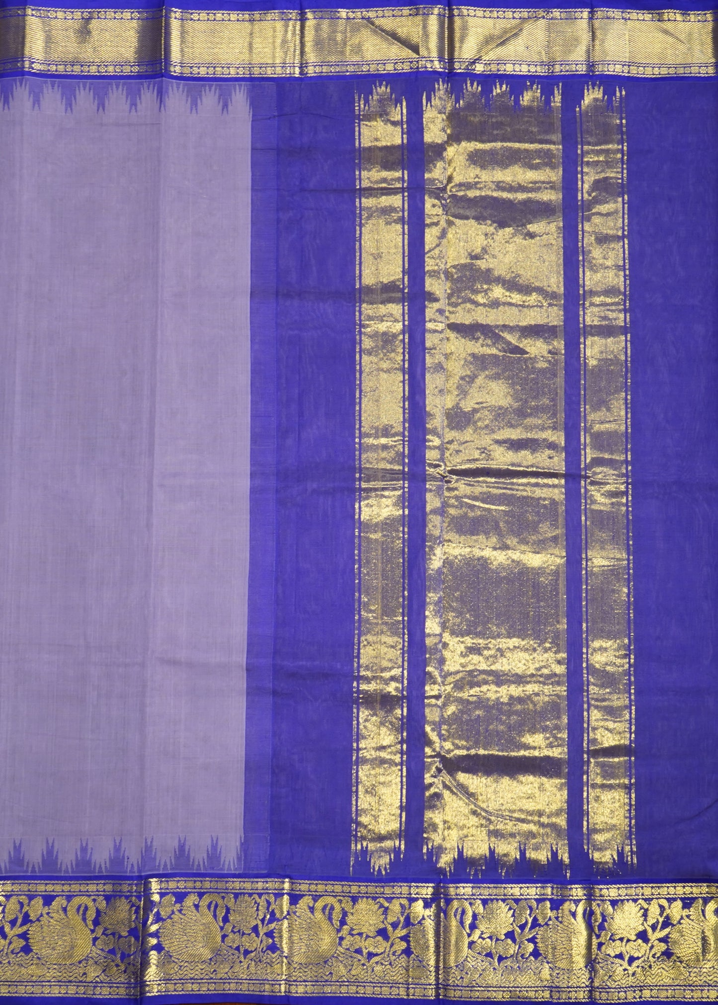Violet Ponduru Plain Pure Cotton Handloom Saree