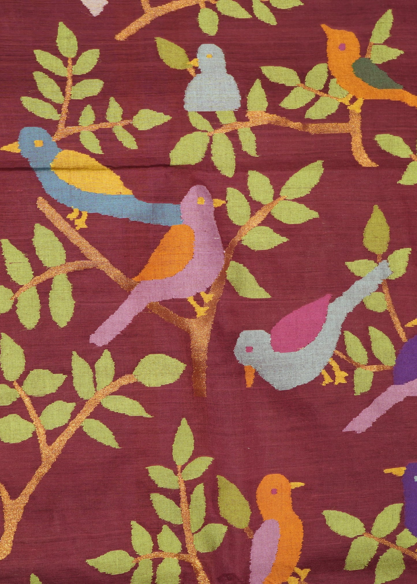 Maroon Ponduru Pallu Jamdani Pure Cotton Handloom Saree