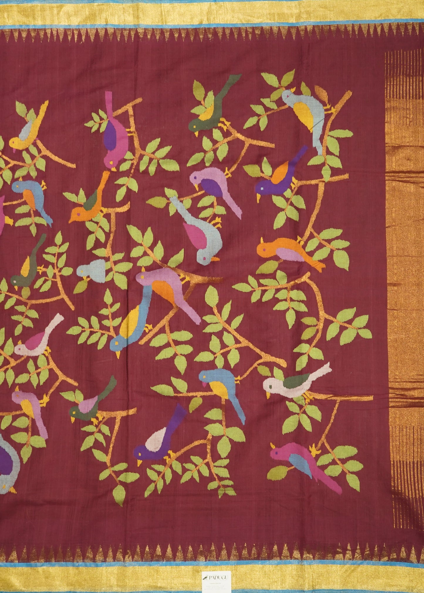 Maroon Ponduru Pallu Jamdani Pure Cotton Handloom Saree