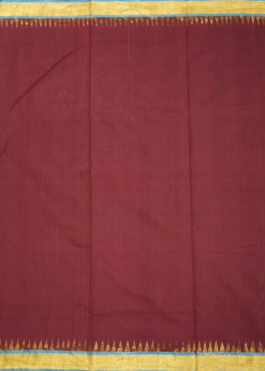 Maroon Ponduru Pallu Jamdani Pure Cotton Handloom Saree