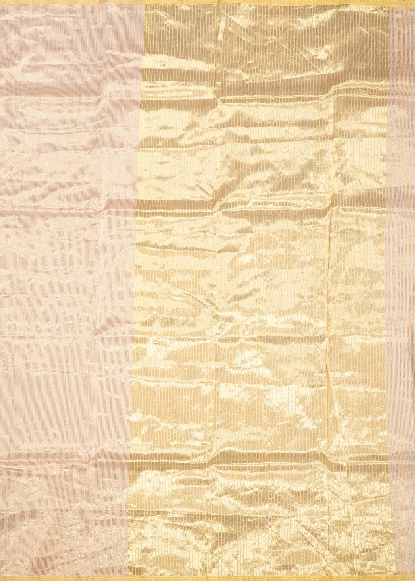 Baby Pink Chanderi Zari Strips Pure Tussar Handloom Saree