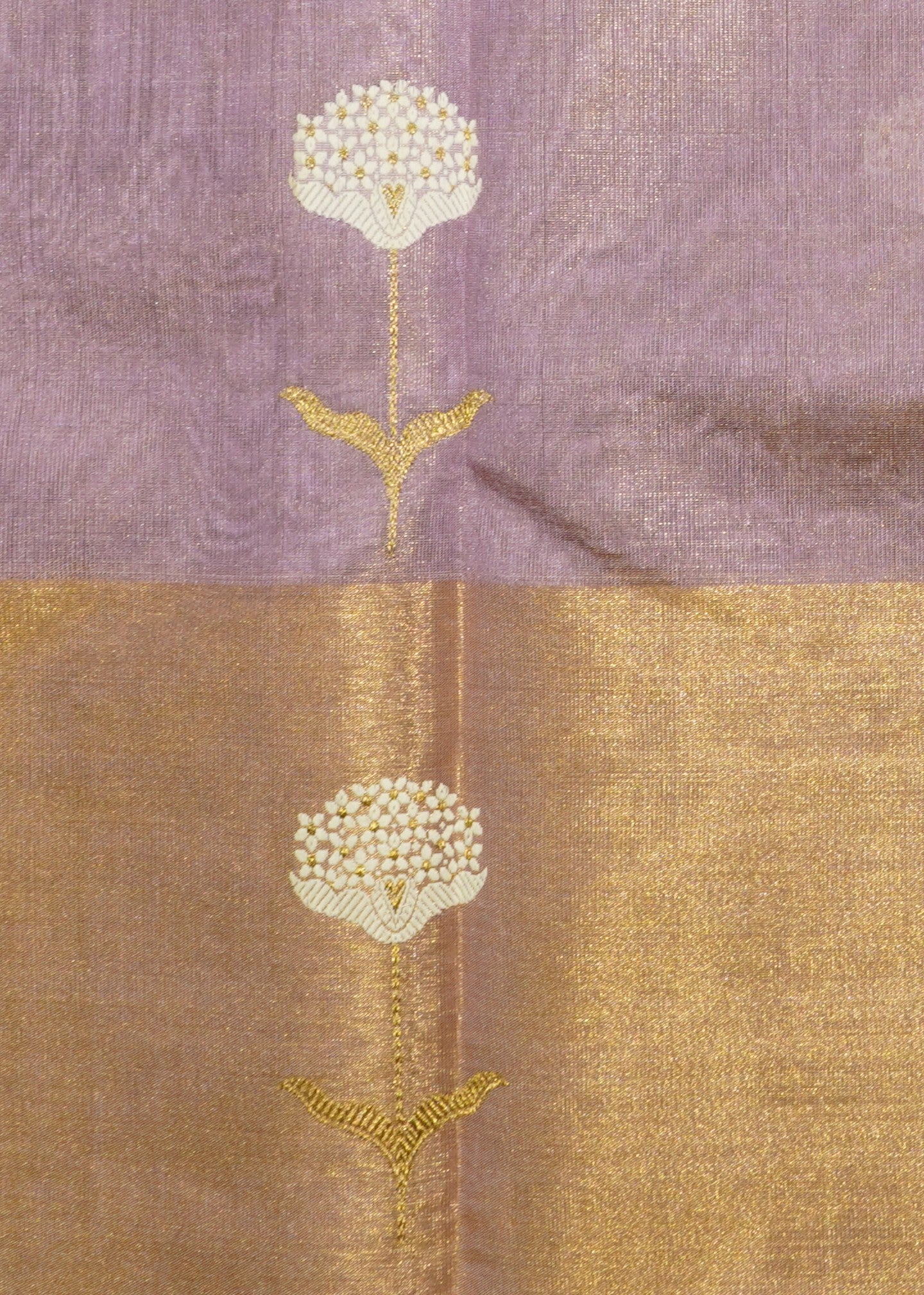 Lavender Chanderi Eknali Zari Buti Pure Silk Handloom Saree