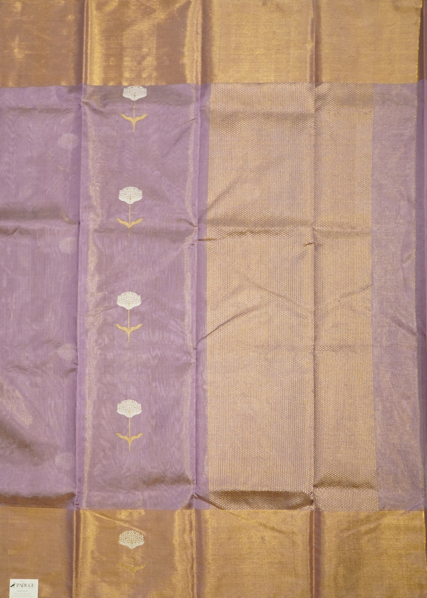 Lavender Chanderi Eknali Zari Buti Pure Silk Handloom Saree