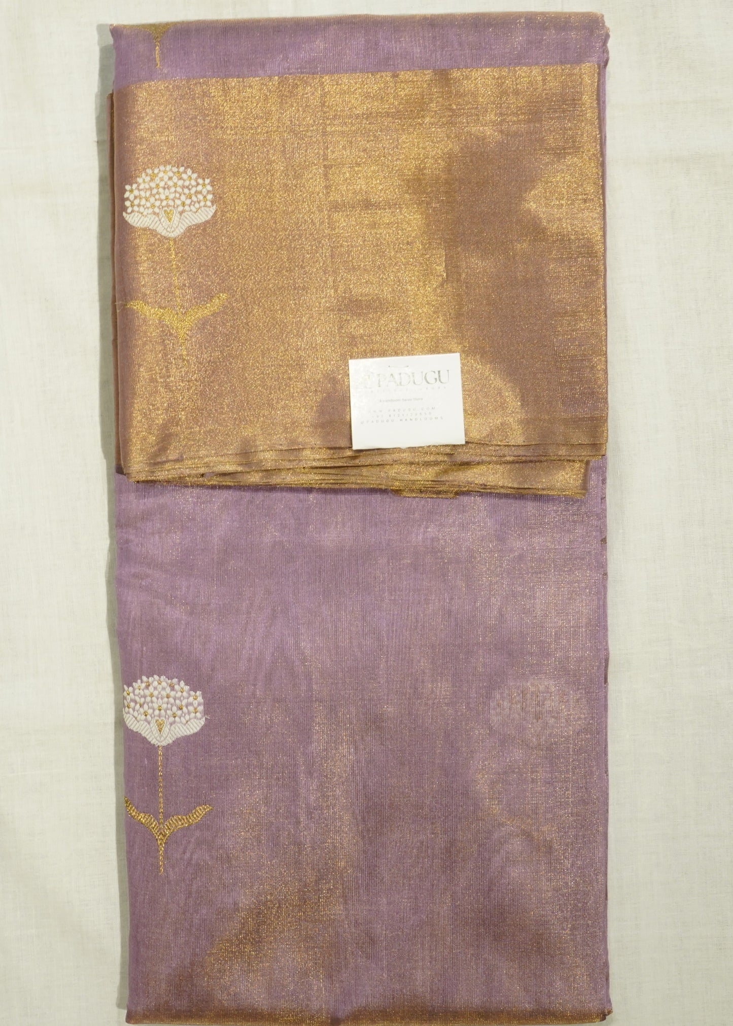 Lavender Chanderi Eknali Zari Buti Pure Silk Handloom Saree