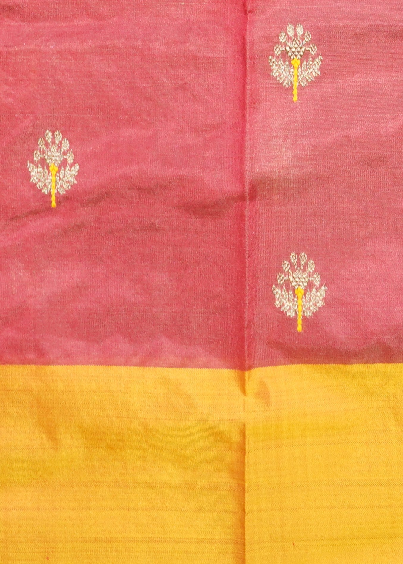 Rose Pink Chanderi Eknali Zari Buti Pure Silk Handloom Saree