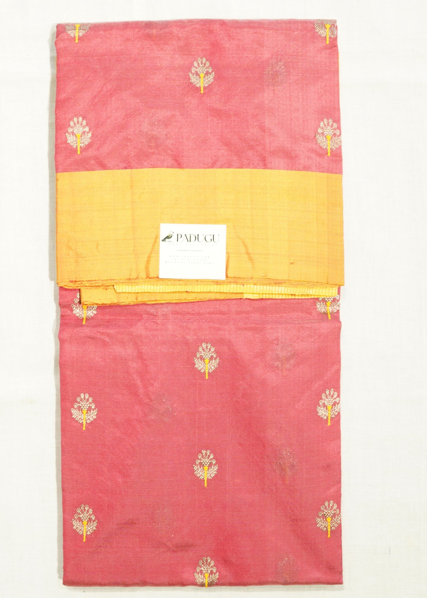 Rose Pink Chanderi Eknali Zari Buti Pure Silk Handloom Saree