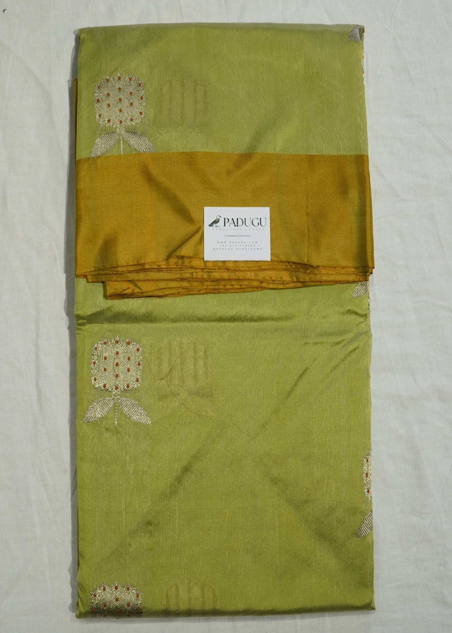 Light Green Chanderi Eknaaliya Zari Buti Pure Silk Handloom Saree