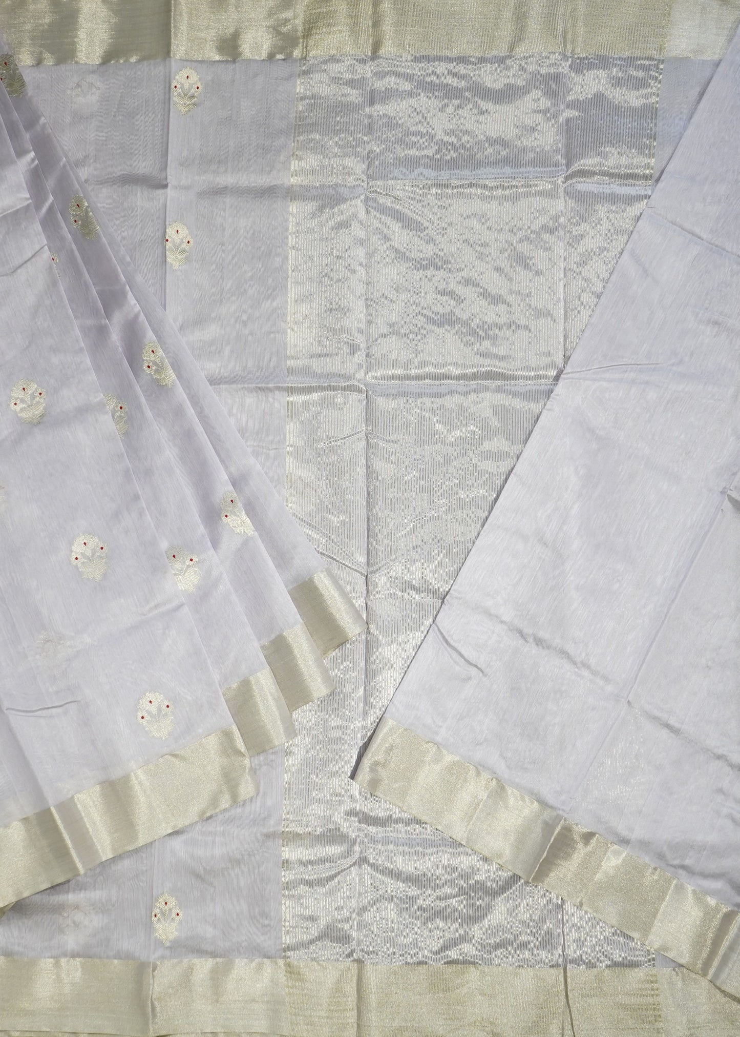 Lavender Chanderi Eknaaliya Zari Buti Pure Silk Handloom Saree