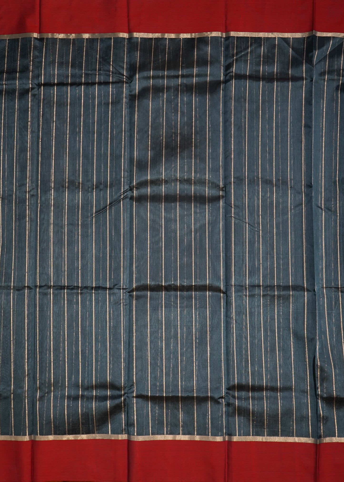 Indigo Chanderi Stripe Design Pure Cotton silk Handloom Saree
