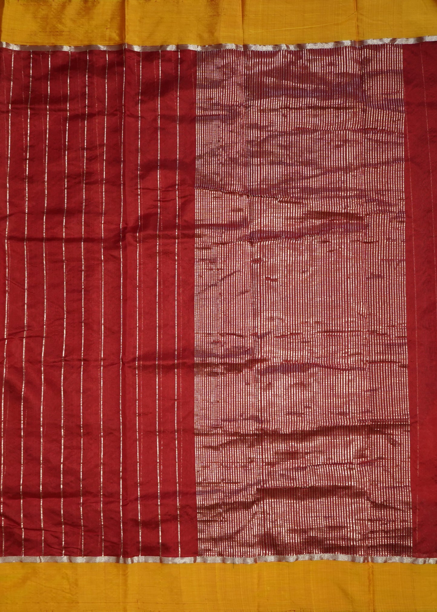 Red Chanderi Stripe Design Pure Cotton silk Handloom Saree