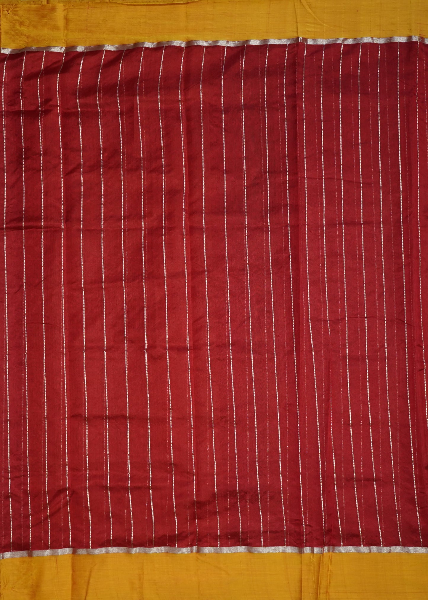 Red Chanderi Stripe Design Pure Cotton silk Handloom Saree