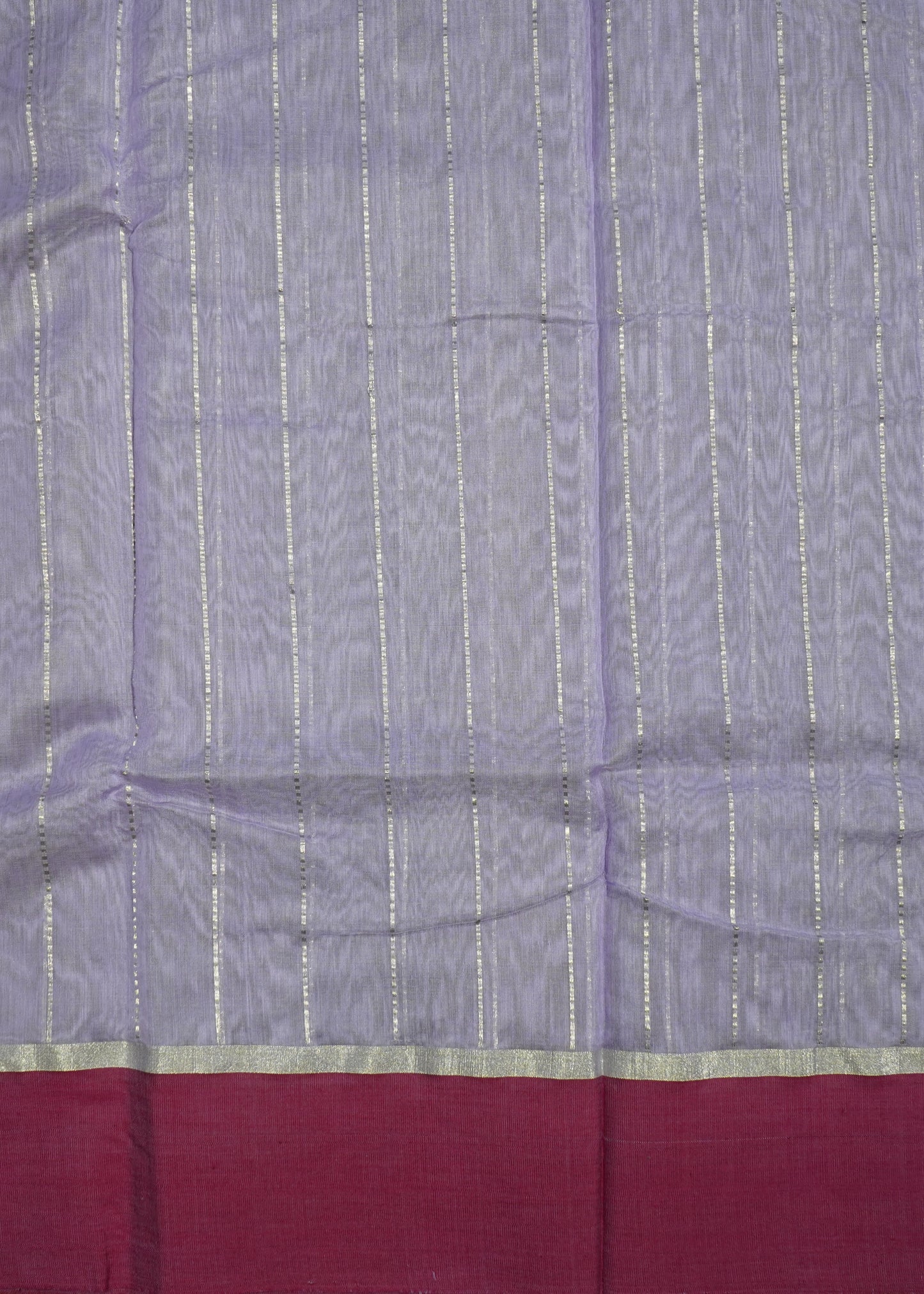 Lavender Chanderi Stripe Design Pure Cotton Silk Handloom Saree