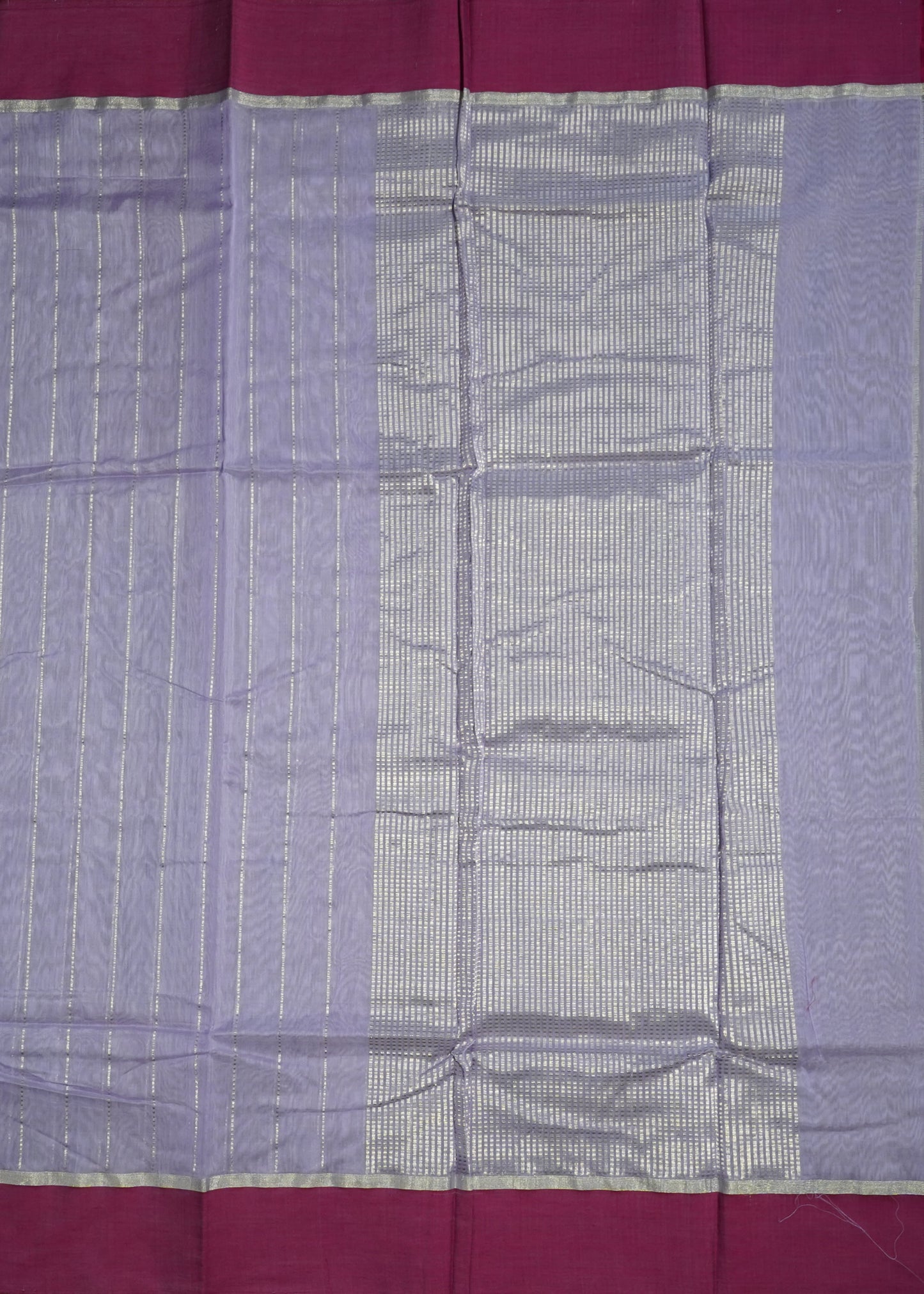 Lavender Chanderi Stripe Design Pure Cotton Silk Handloom Saree