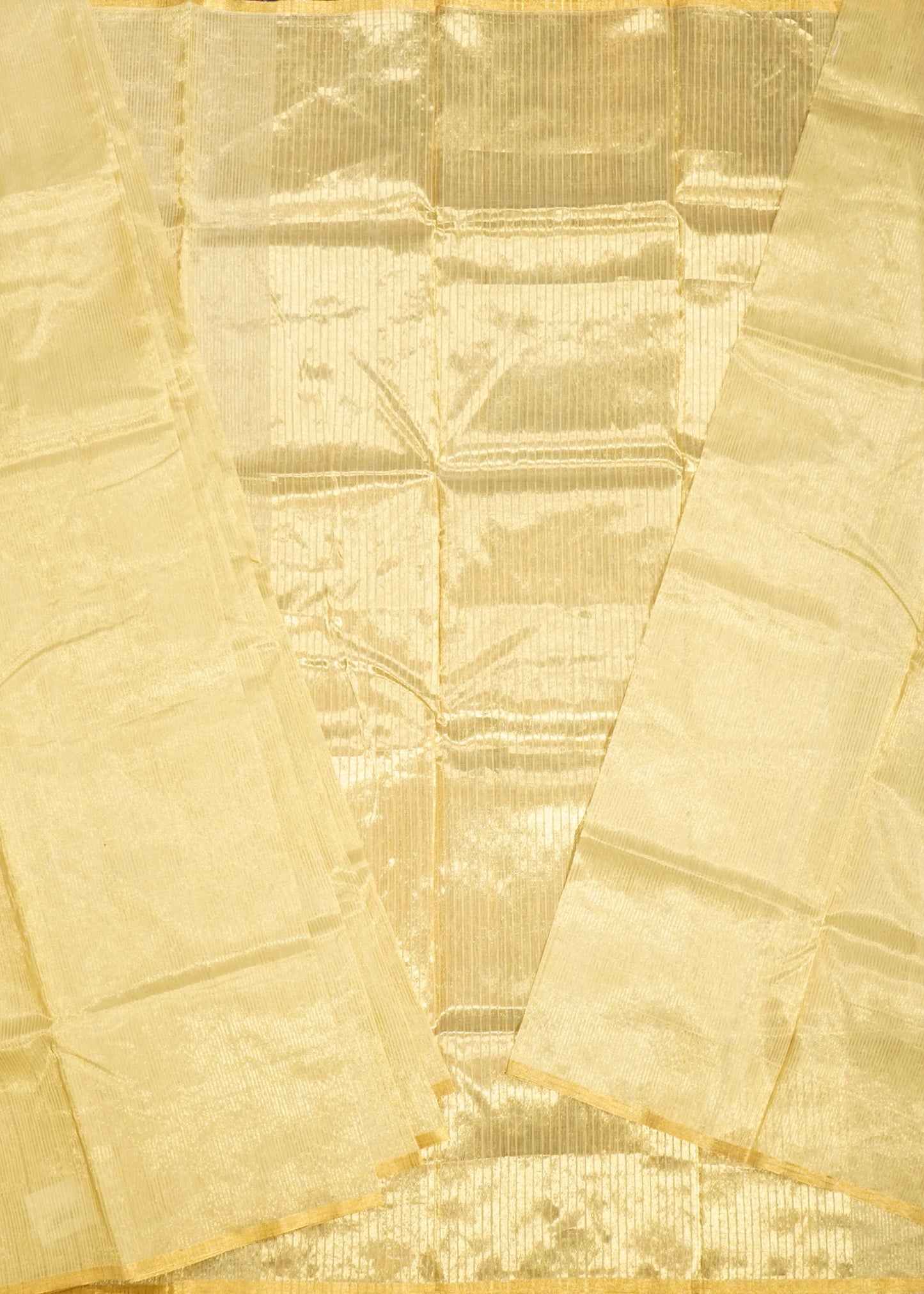 Cream Chanderi Zari Strips Pure Tussar Handloom Saree
