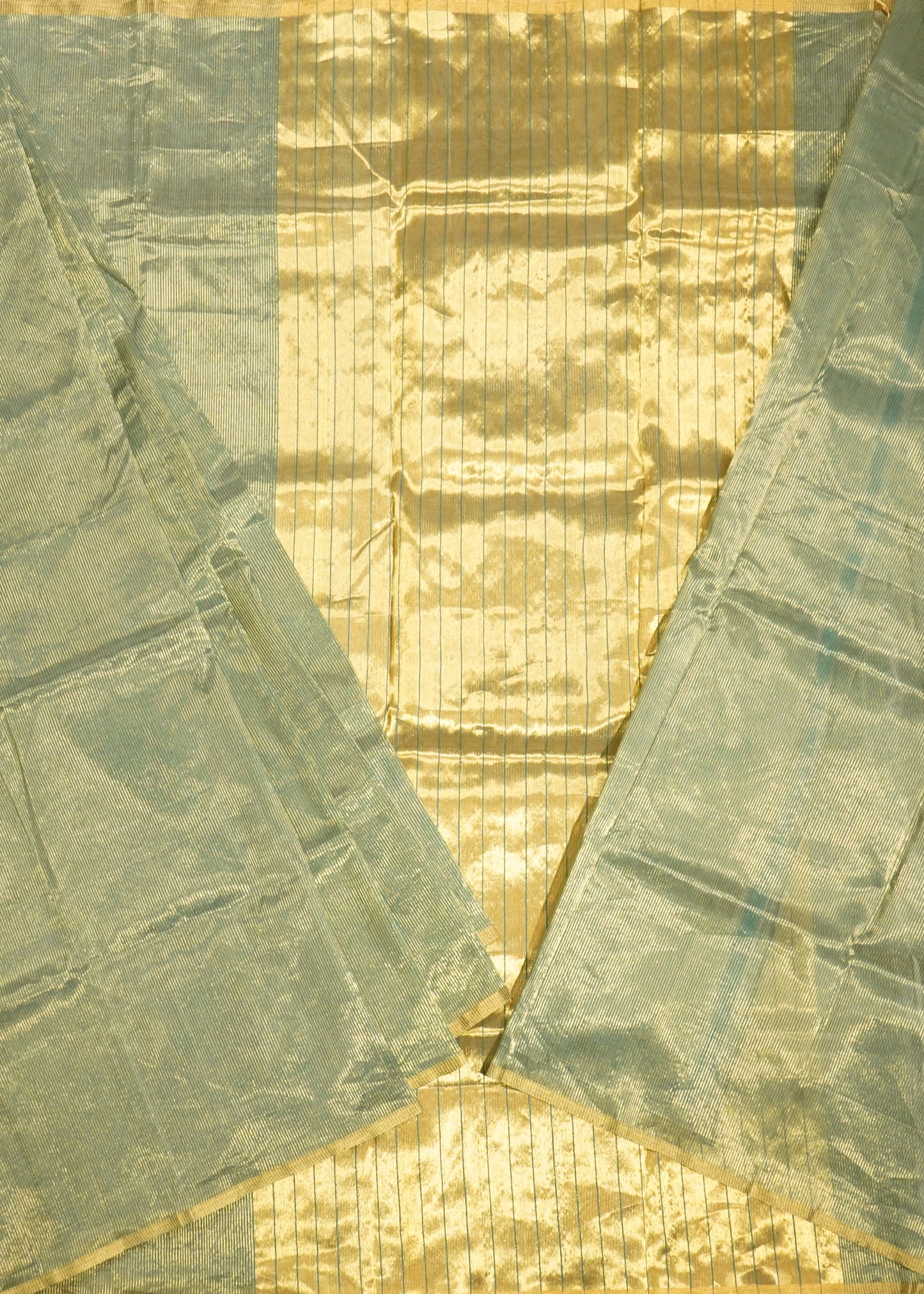 Green Chanderi Zari Strips Pure Tussar Handloom Saree