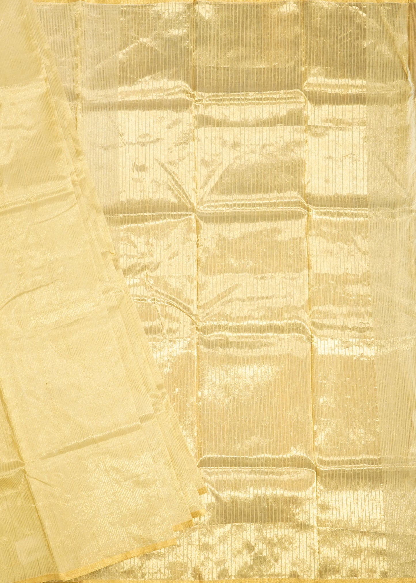 Cream Chanderi Zari Strips Pure Tussar Handloom Saree