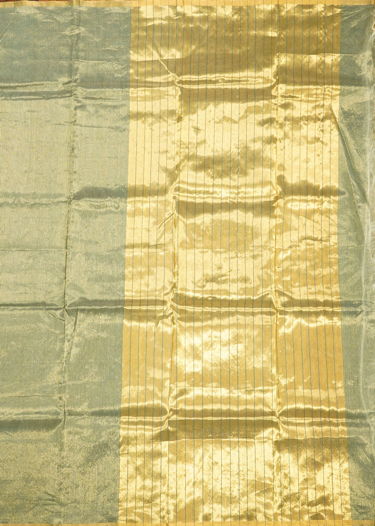 Green Chanderi Zari Strips Pure Tussar Handloom Saree