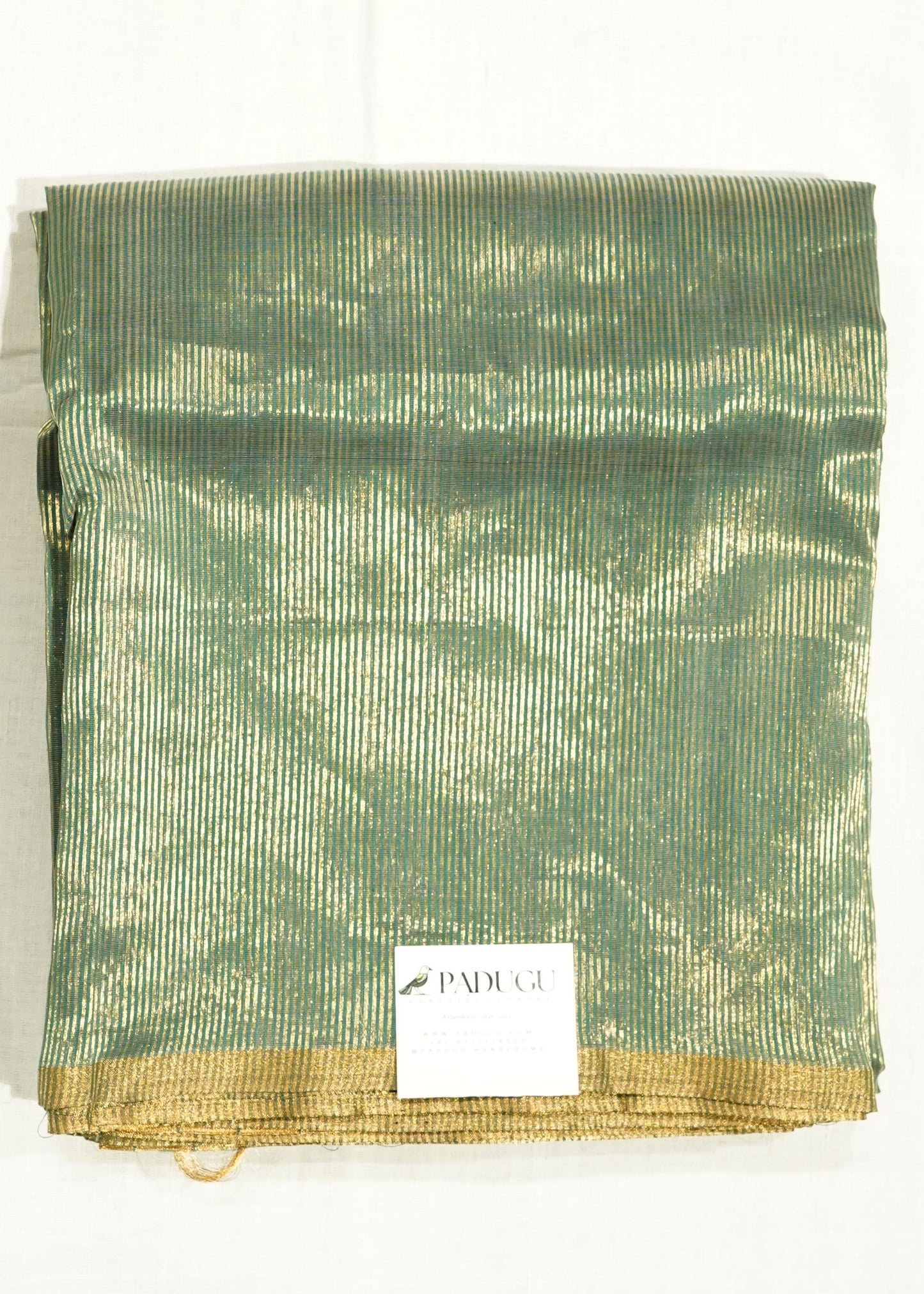 Green Chanderi Zari Strips Pure Tussar Handloom Saree