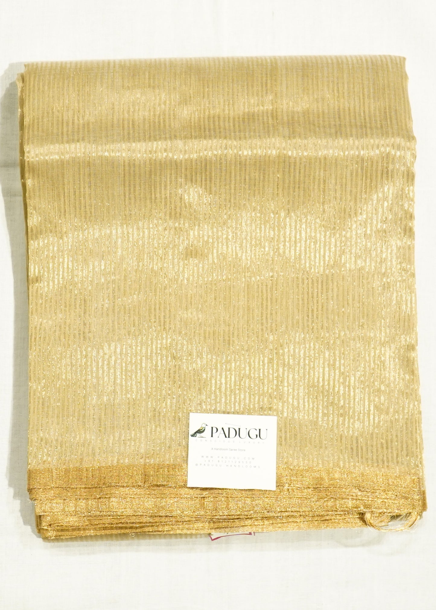 Cream Chanderi Zari Strips Pure Tussar Handloom Saree