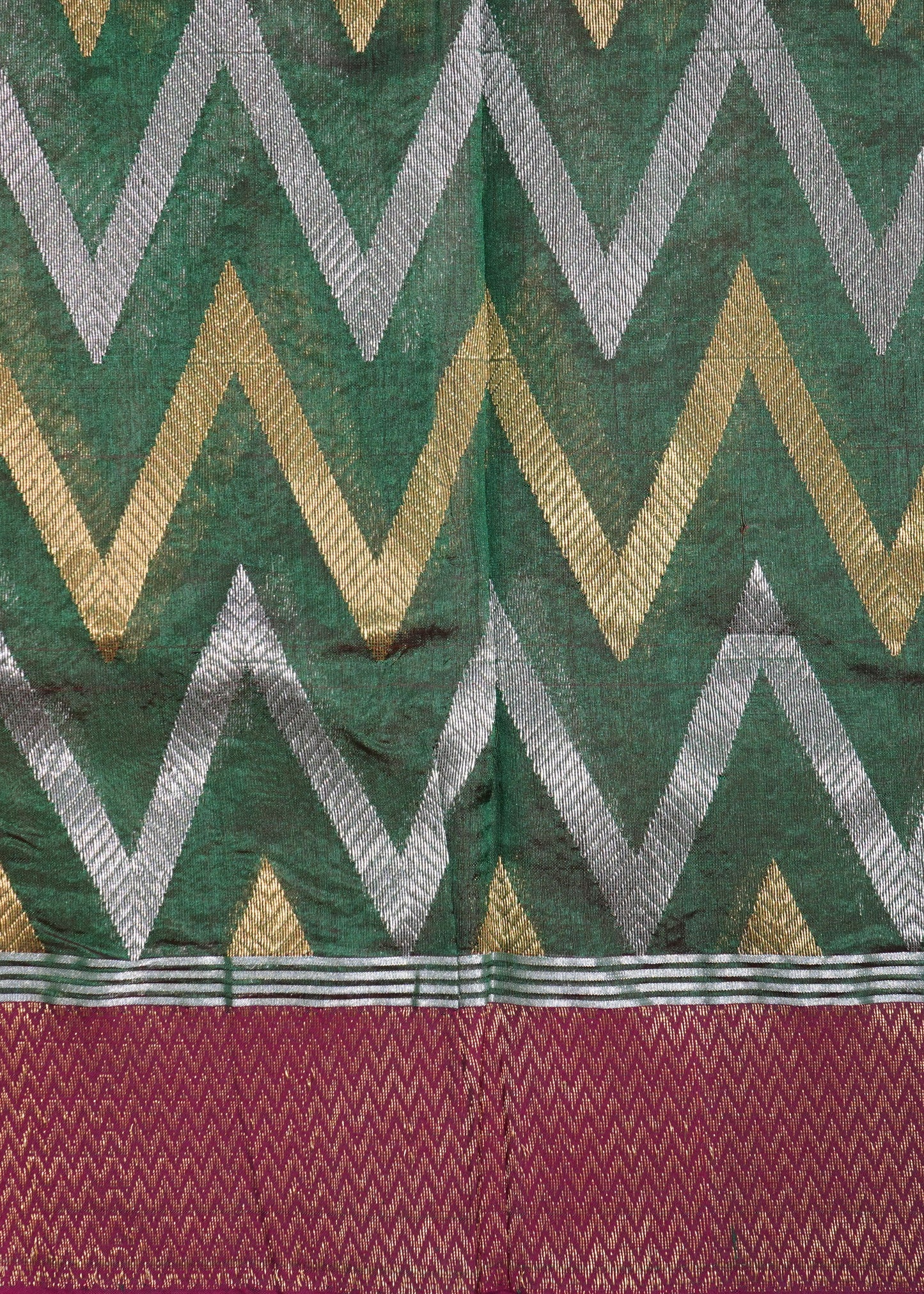 Dark Green Chanderi All Over Zari Pure Silk Handloom Saree