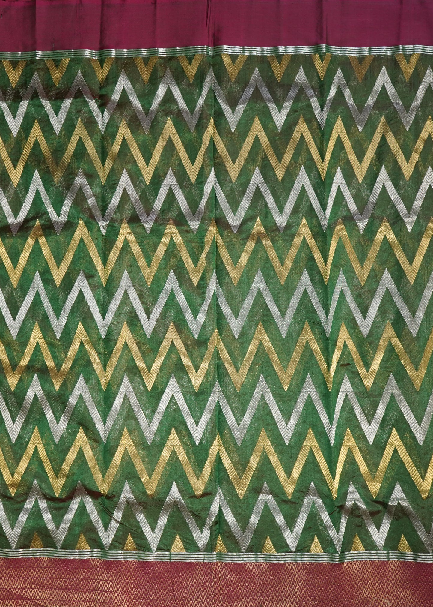 Dark Green Chanderi All Over Zari Pure Silk Handloom Saree
