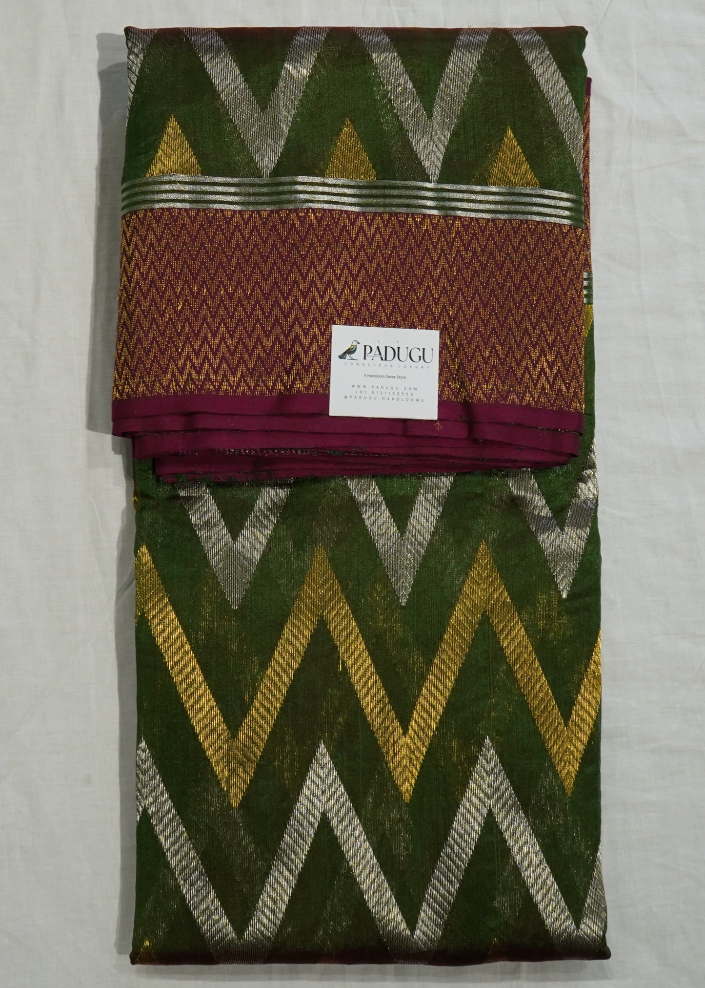 Dark Green Chanderi All Over Zari Pure Silk Handloom Saree