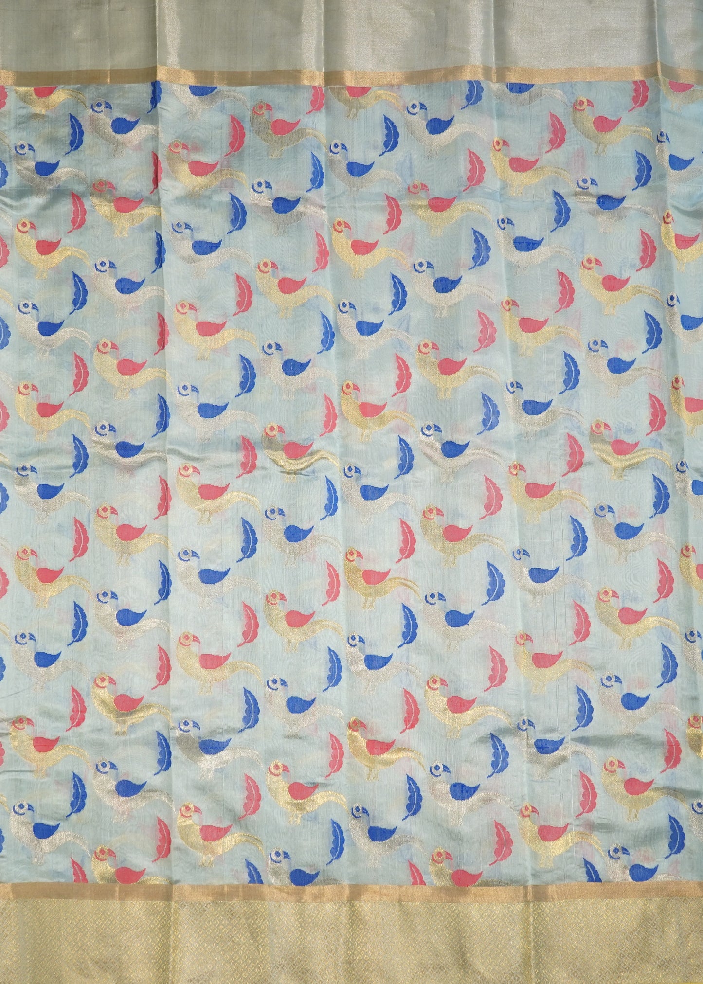 Sea Blue Chanderi All Over Zari Pure Silk Handloom Saree