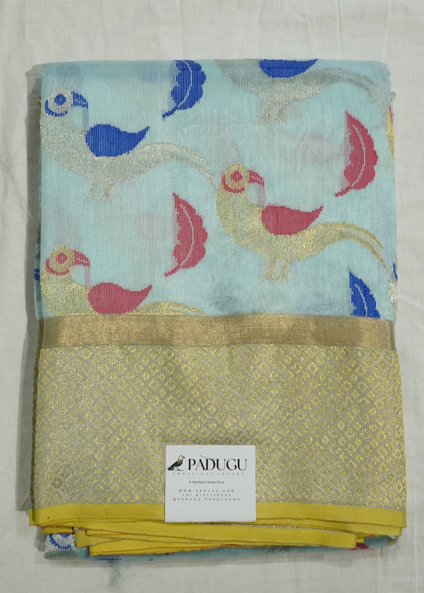 Sea Blue Chanderi All Over Zari Pure Silk Handloom Saree