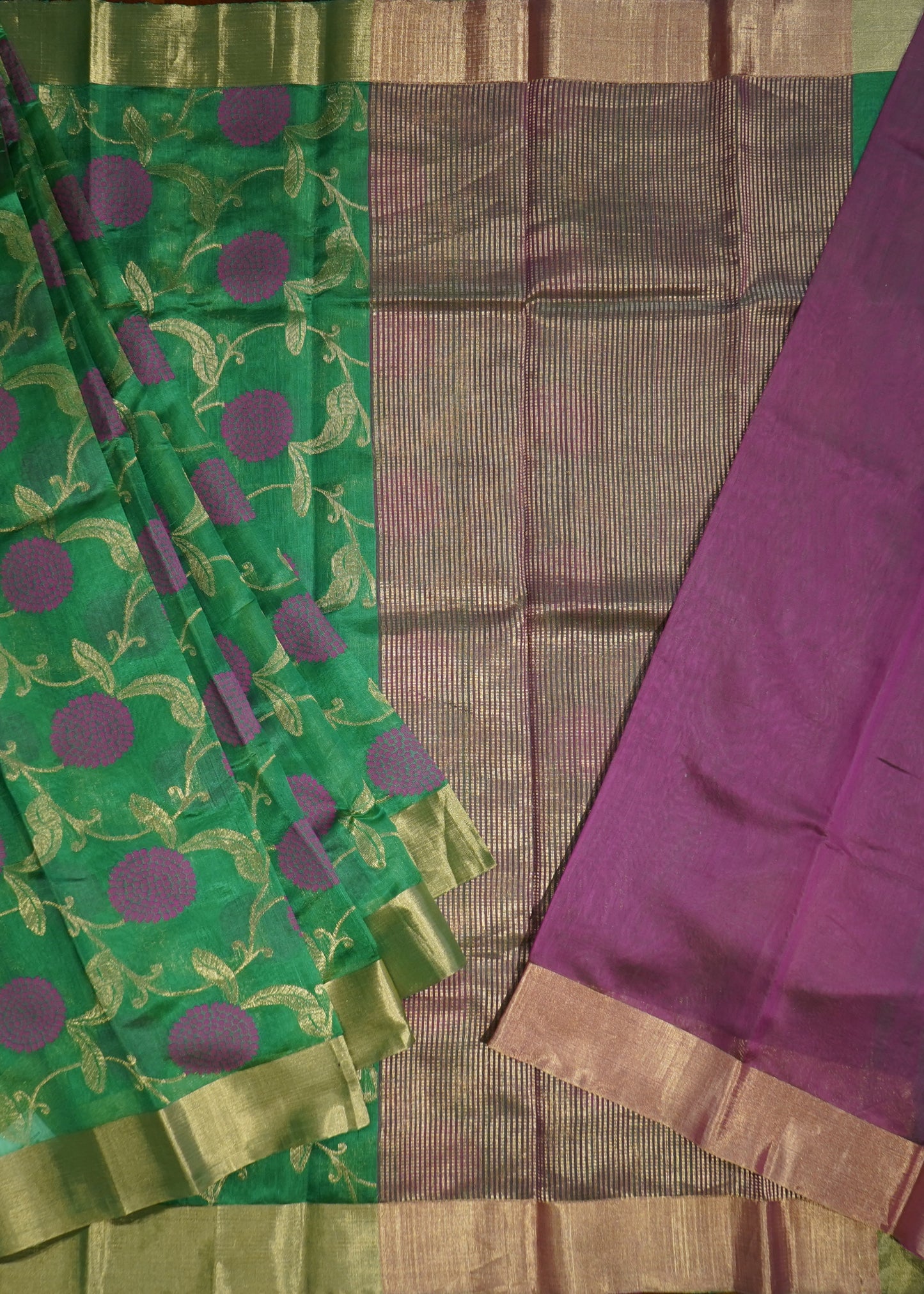 Green Chanderi All Over Zari Pure Silk Handloom Saree