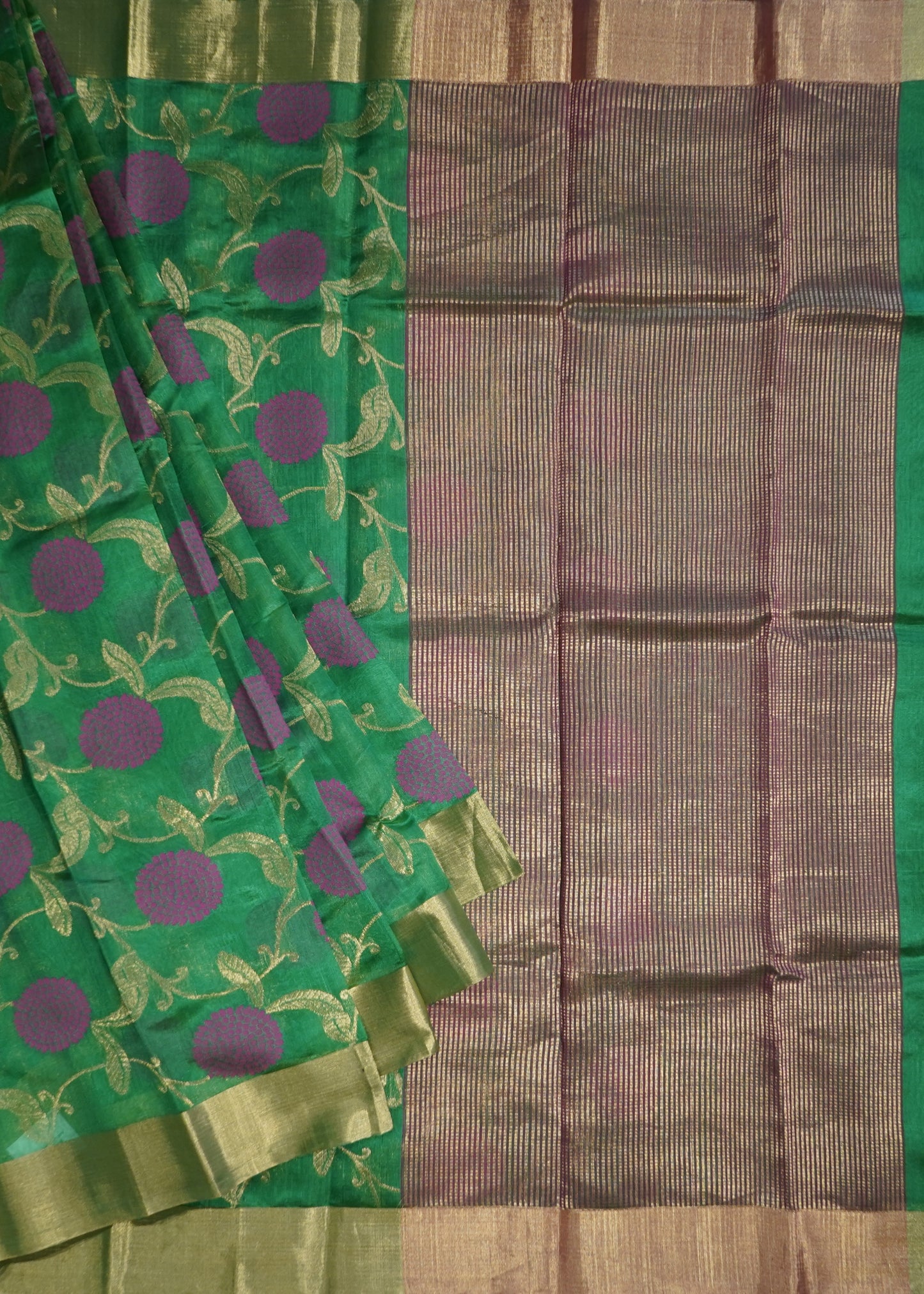 Green Chanderi All Over Zari Pure Silk Handloom Saree