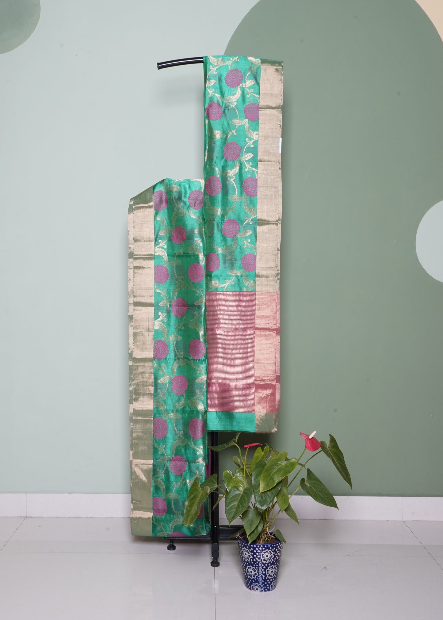 Green Chanderi All Over Zari Pure Silk Handloom Saree