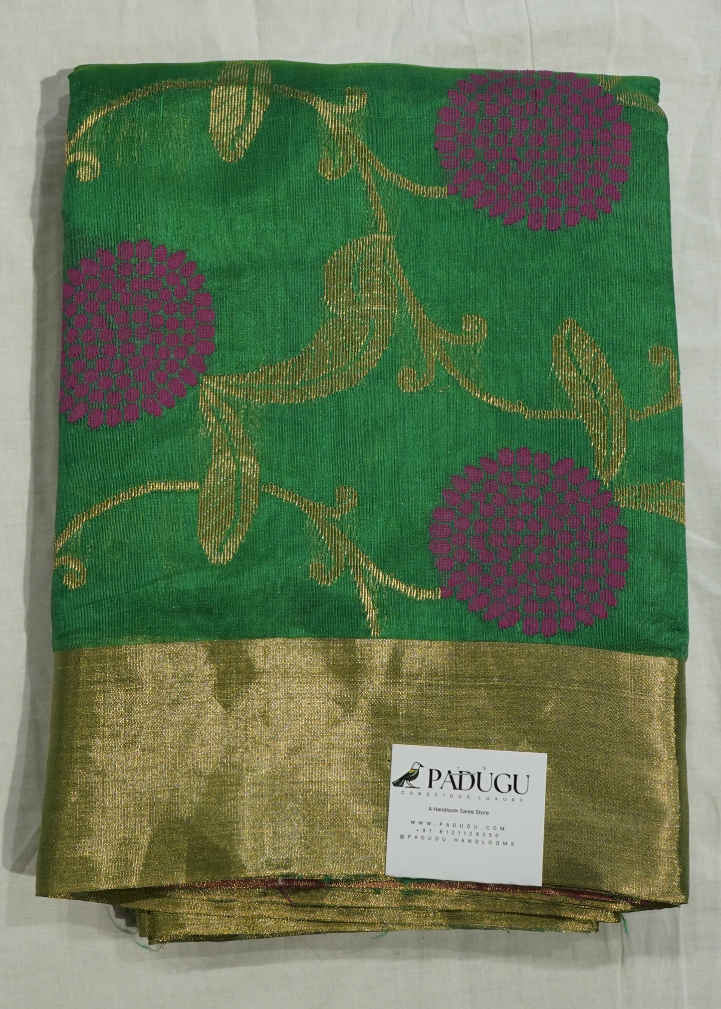 Green Chanderi All Over Zari Pure Silk Handloom Saree
