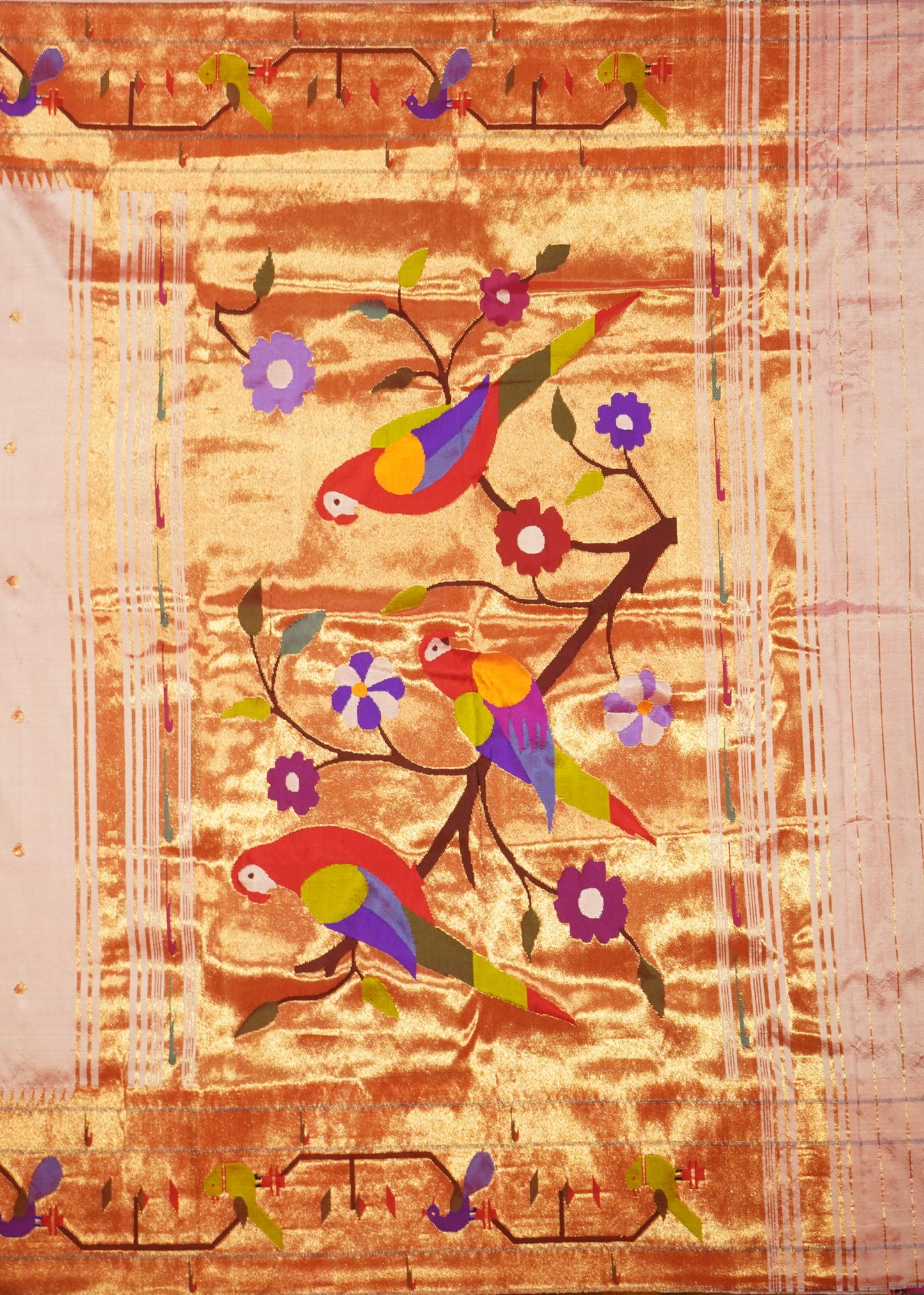 Pink Paithani Akruthi Design Pure Silk Handloom Saree